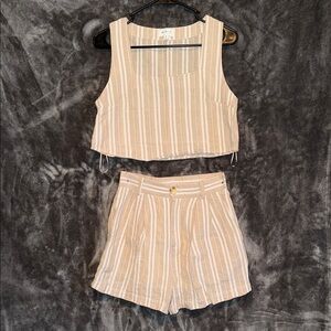 Mable Beige and White Striped Set